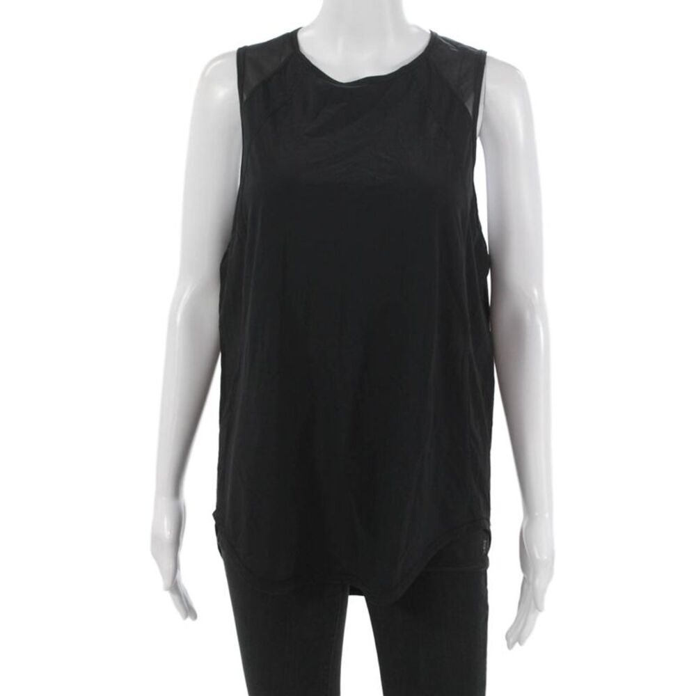 Designer Womens Basic Black Tank Sleeveless Round Neck Polyester Size S